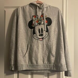 Disney long-sleeve hooded sweatshirt gray/multicolor embroidery Minnie Mouse